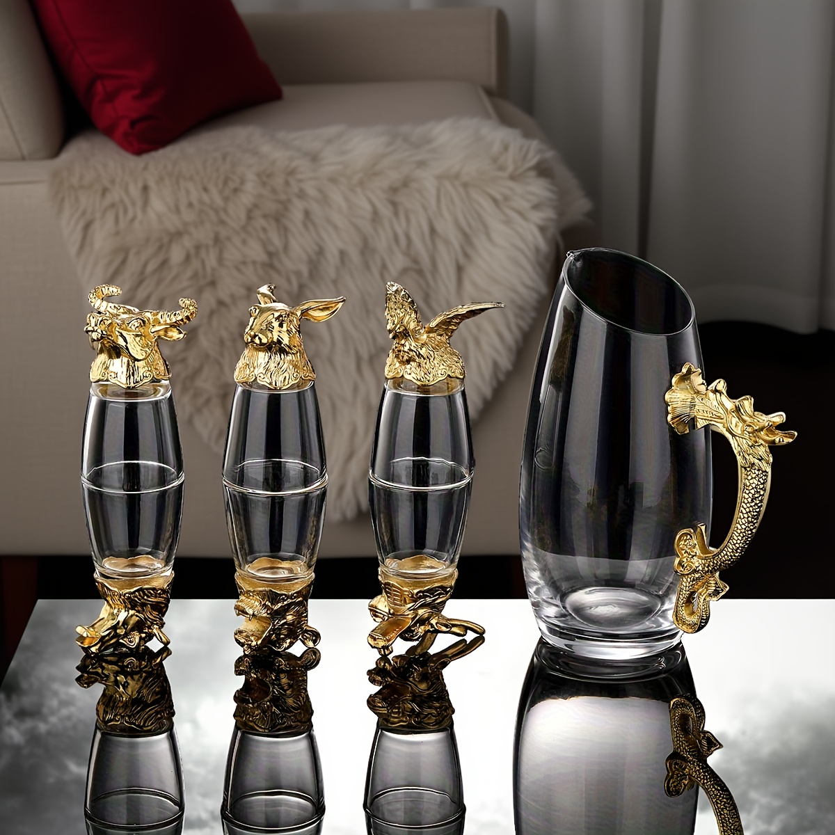 13pcs european vintage golden chinese zodiac animal cup set - Temu