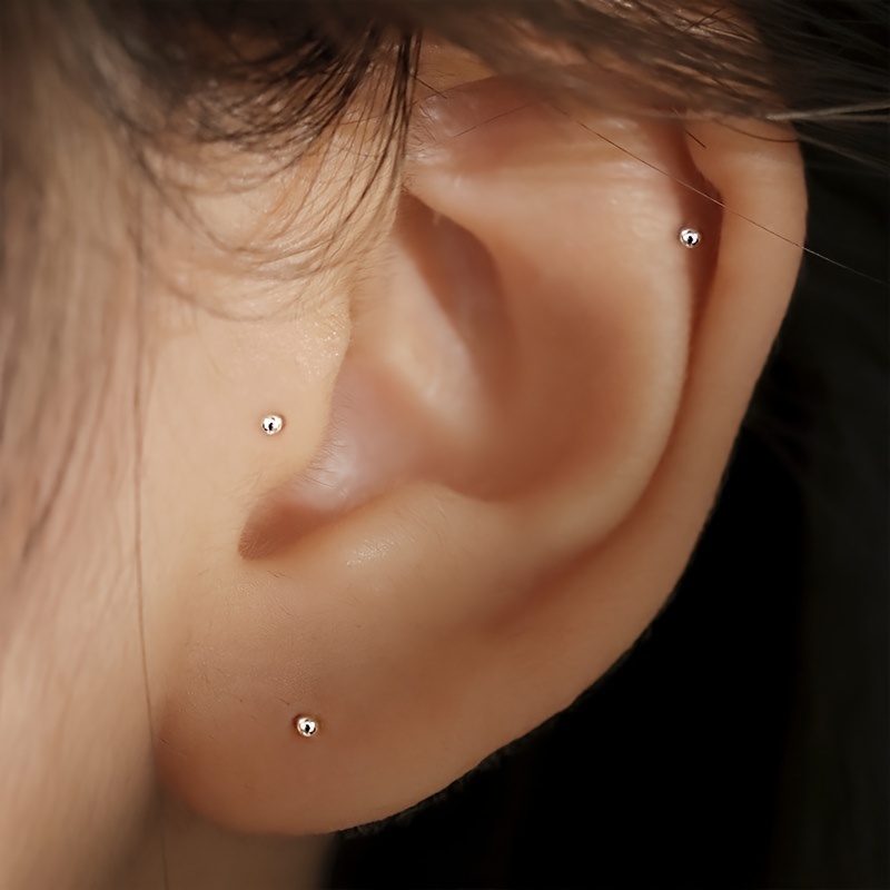 2 Pcs Set Tiny Beads Stud Earrings, Leisure Style