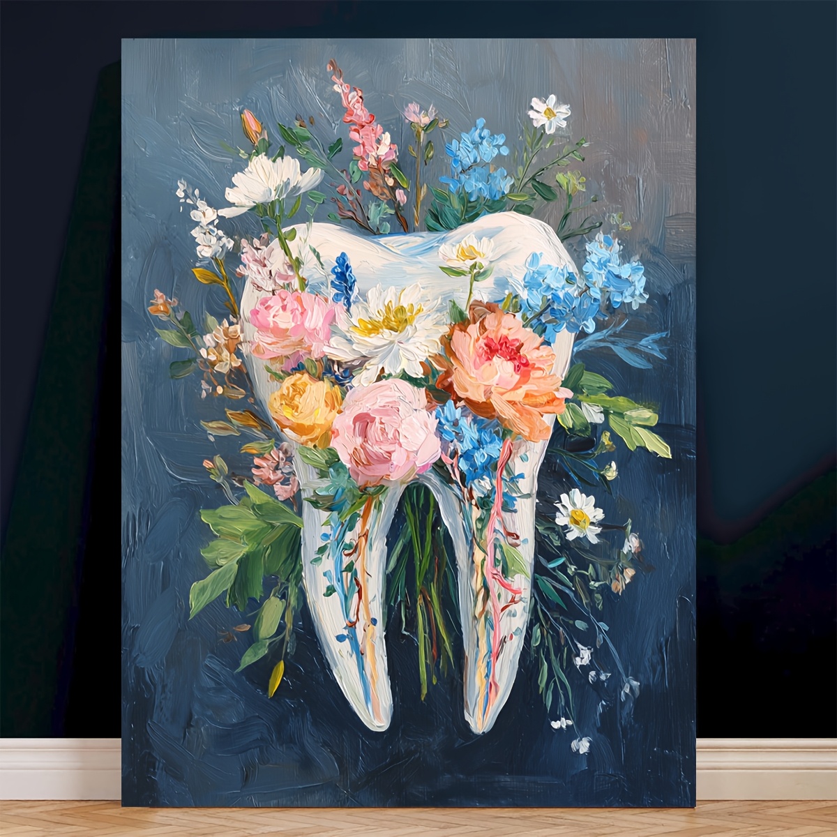 TEMU 2d Flat, 1pc Dental-themed Dental & Gum - 12x16 Inch Modern Frameless Canvas Painting Suitable For Dentist Office Decor, Dental Student Gift,