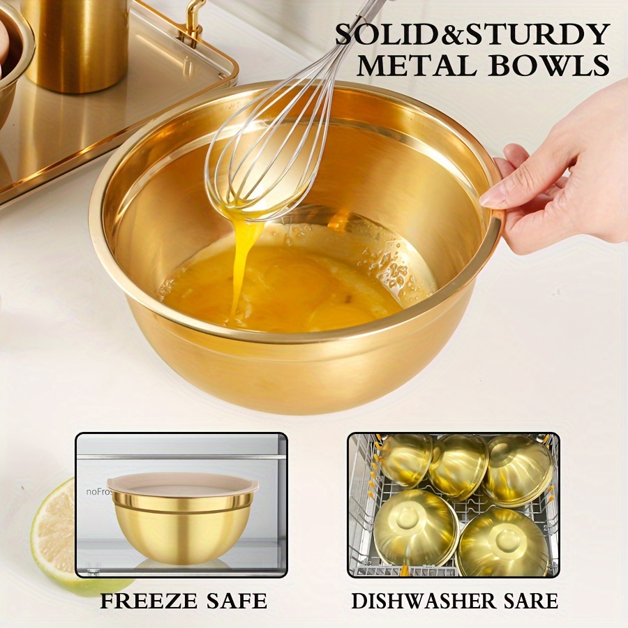 3pcs 10pcs stainless steel mixing bowl set 3pcs 10pcs stainless steel mixing bowls set with lids and grater rust resistant dishwasher safe nesting bowls for baking prep cooking salad mixing serving holiday gift ready details 5