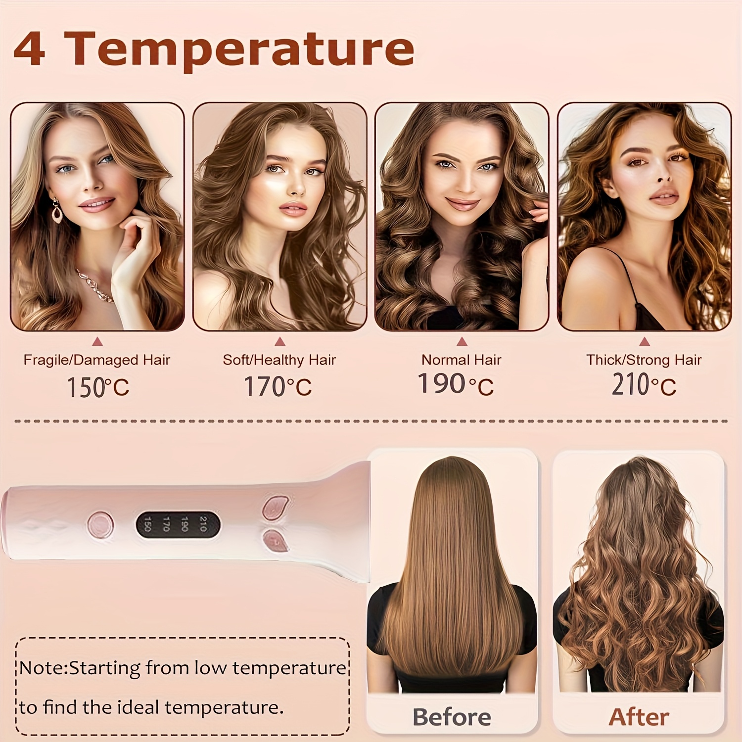automatic hair curler 28mm automatic curling iron with 4 temperature settings   and   off for   free styling fast styling 7