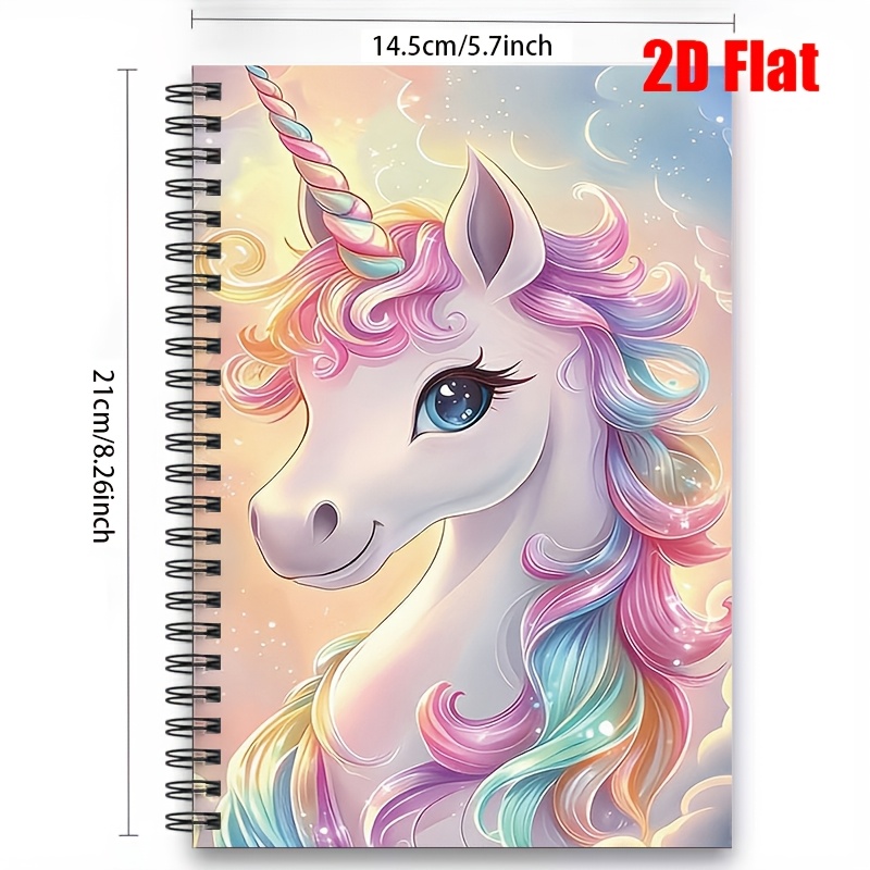TEMU 1pc Personal Organizers [2d]flat Unicorn Notebook With Lined Pages, 100 Pages For Daily Journaling, School Notes, Creative Writing, Perfect Gift
