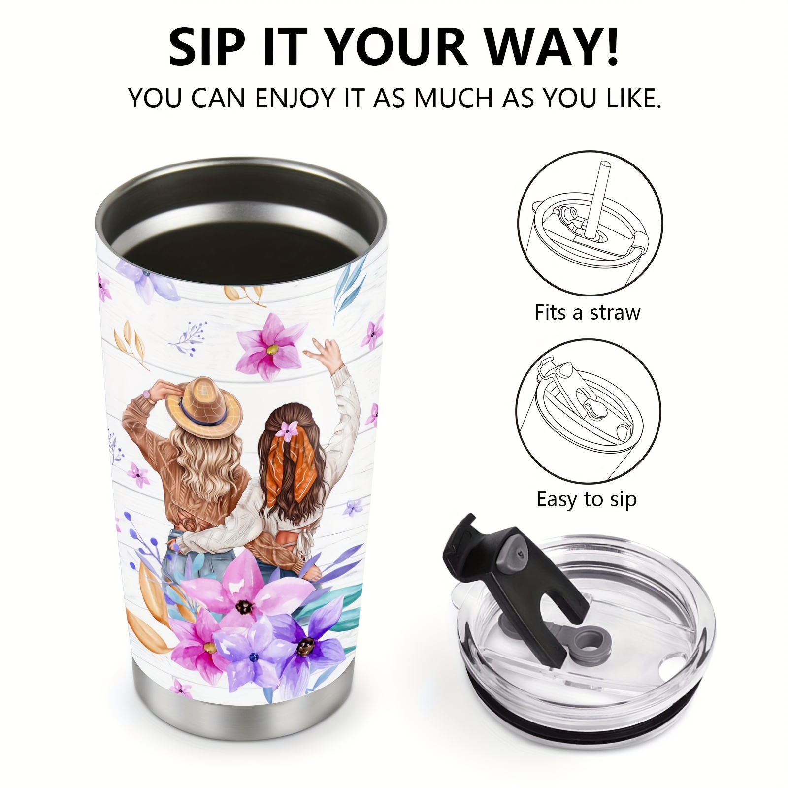 Sister Tumbler with Lid and Straw Best Sister Ever Cup Insulated Stainless  Steel Mug for Big Sister/ Little Sister Birthday Sister Gifts from Sister  Friendship Gifts for Women 