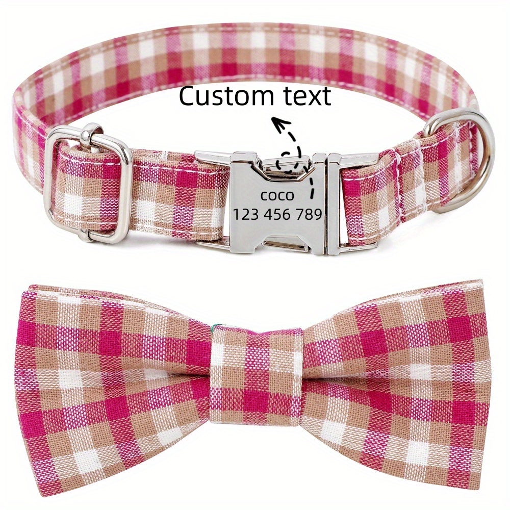 Buckle Dog Collar with British Plaid Design, Customizable