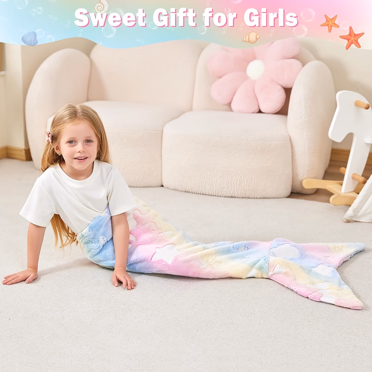 1pc Mermaid Tail Blanket - Glow-in-the-Dark Plush Mermaid Wearable Blanket 1pc mermaid tail blanket glow in the dark plush mermaid wearable blanket soft flannel blanket for girls teens and mermaid unicorn sleeping bag ideal for birthdays and kindergarten decor 250gsm Product details 5