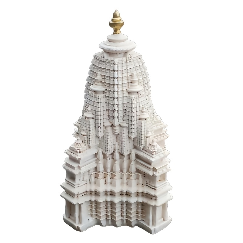 TEMU Miniature Hindu Temple Replica Suitable For Decor - Resin Miniature Model Of Ancient Architecture With Iconic Sihala Temple, / Collectible Gift