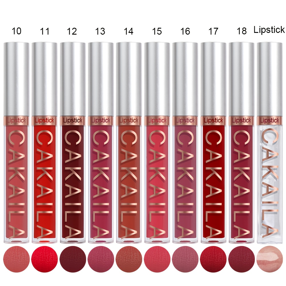 TEMU 10pcs Matte Liquid Lipstick & Lip Oil Set, Long-lasting Lip Gloss, Waterproof , Cup High Lip Tint, Velvet Matte & Moisturizing Clear Lip Oil, 9