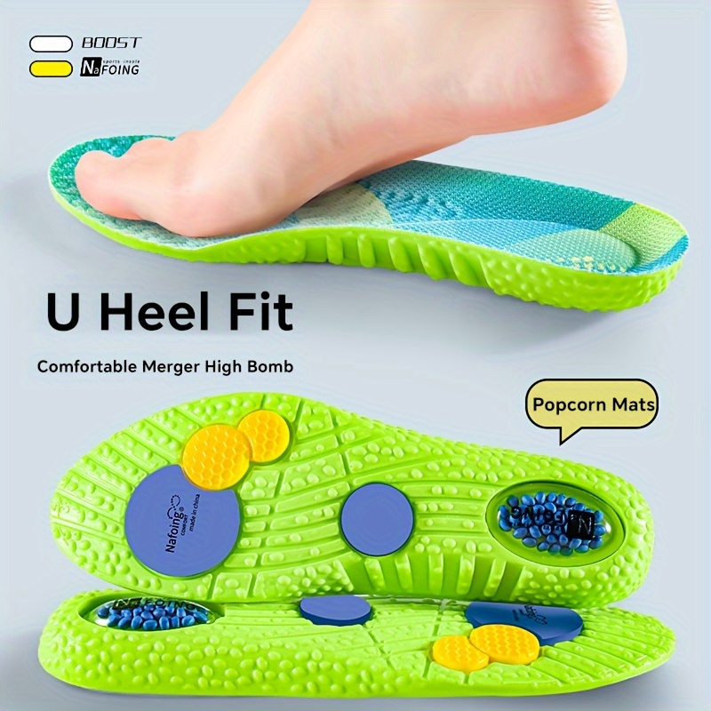 1 par de plantillas deportivas de PU para zapatos con cojín de aire en la suela, soporte para el arco, antideslizantes, amortiguadoras, ideales para deportes, correr y viajar