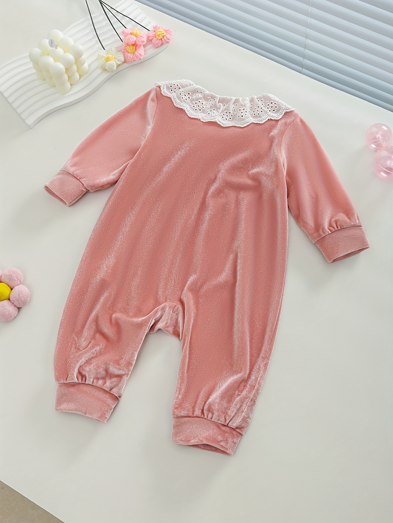 elegante tutina a maniche lunghe volant in velluto Temu Italy