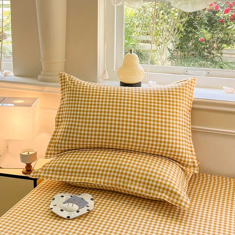 TEMU 2pcs Checkered Printed Pillowcases, 100% Polyester Fleece Fabric, Soft And Skin-friendly, Comfortable And Breathable, Suitable For All Scenes,
