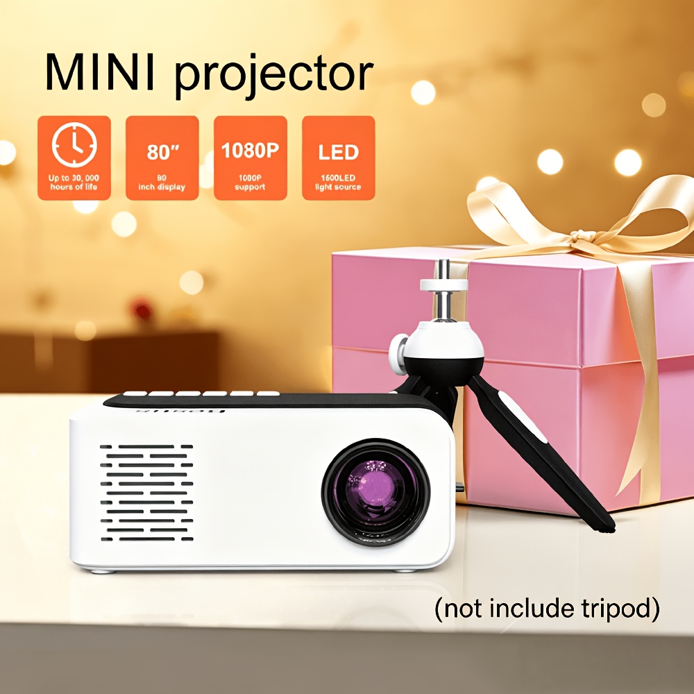TEMU Besus Mini Projector, Portable Movie Projector With Native 480p Resolution, Supports 1080p Full Hd Video, Compact Home Theater Projector For