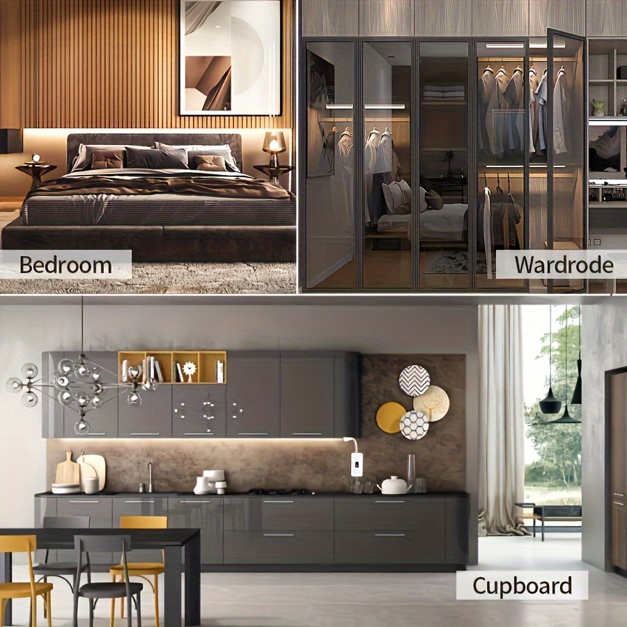 Tira de luces LED con sensor de movimiento, luz cálida/luz blanca, 5V, alimentada por USB, brillo ajustable, decoración inteligente para el hogar, flexible, fácil de instalar, adecuada para salas de estar, pasillos, gabinetes, decoración del hogar e iluminación de dormitorios