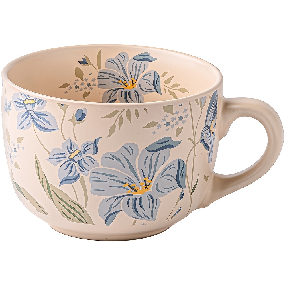 Image of 1pc Ceramic Coffee Cup Creative Mug Large Size (770ml) Oatmeal Cup Ceramic Breakfast Cup Large Capacity Yogurt Bowl, Salad Bowl, Dessert Bowl, Soup Bowl