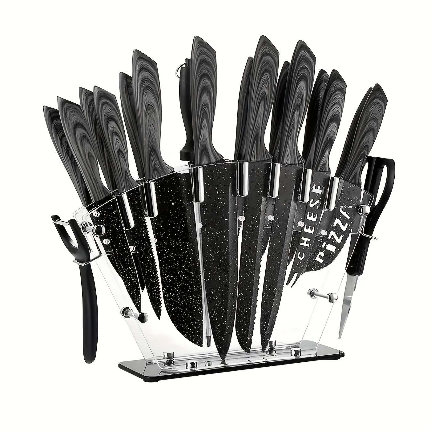 

19- High-carbon Stainless Steel Sharp Steak Knives Set - Includes Serrated Chef Knives, Bread Knife, Scissor, Sharpener, And Storage , Rust-resistant, And Easy To Clean Kitchen Essential