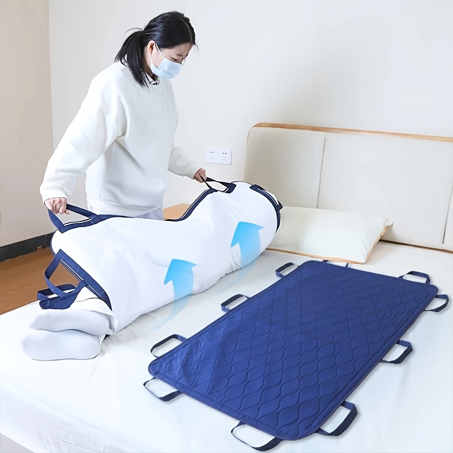item picture multifunctional 120cm x 80cm care bed sheet with processed handles reusable and washable pad for transferring turning and positioning suitable for elderly individuals and care