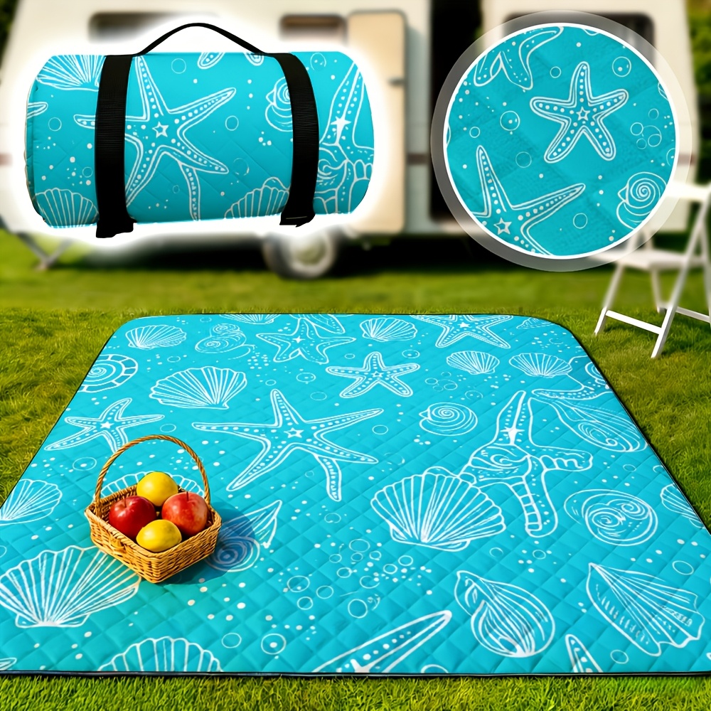 TEMU 1 pieza, de pícnic de gran tamaño con estampado de marinos, cómoda, plegable y portátil, adecuada para viajes, camping, senderismo, parques con