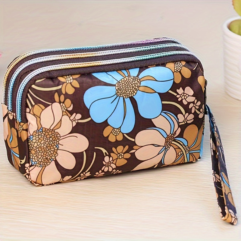 TEMU Sac pour téléphone portable à 3 compartiments, porte-cartes de visite, portefeuille et sac à main, porte-monnaie en tissu pour femmes, sac long
