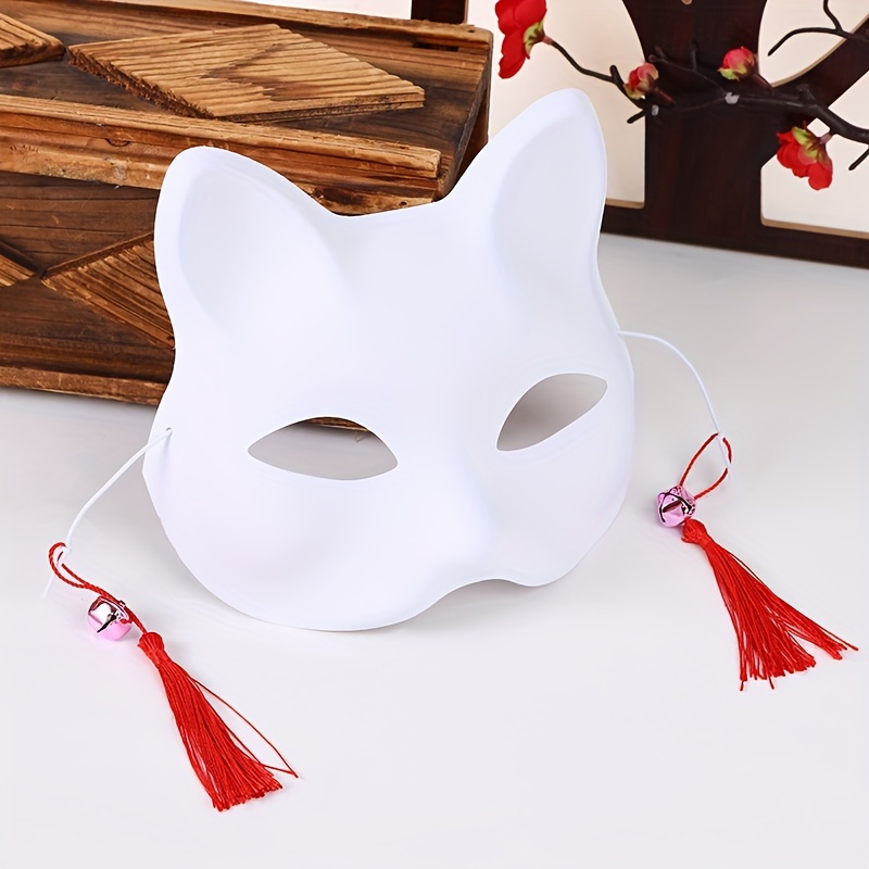 

3pcs White Paint Cat Masks Trendy Half Face Masks Diy Masquerade Mask For Women And Girls Party Wear