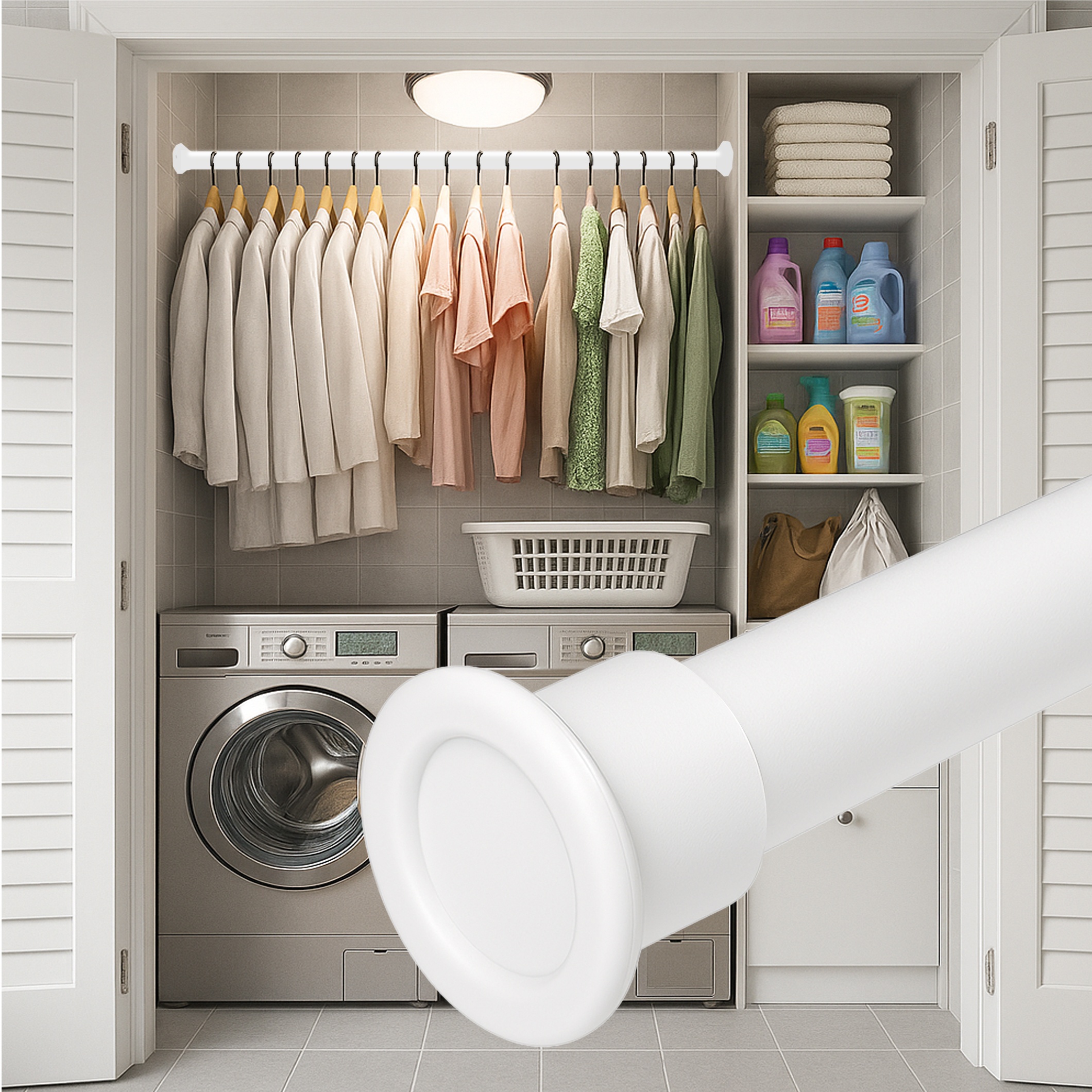 TEMU Tringle à rideau à tension réglable pour fenêtres - Tringle à ressort perçage en acier au carbone 1pc