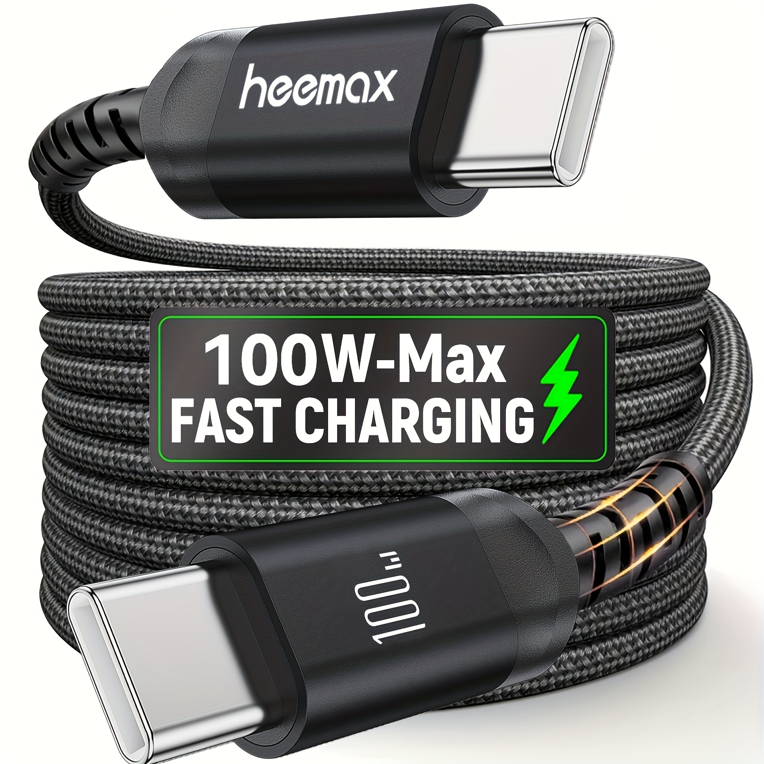 Image of Heemax 100w Charging Cable Pd3.0 Type-c Charger Cord Type C Cable For S23 S22 S21 Pd Cable Type C To Type C Cable For Iphone 15/16/17 Fits For All Usb-c To Usb-c Port Devices