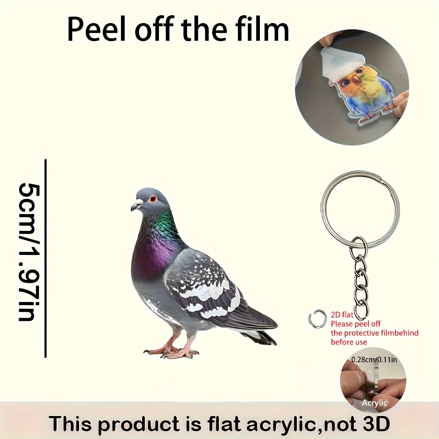 TEMU Portachiavi 2D piatto in acrilico 1 pz (), Portachiavi - Decorazioni personalizzate in acrilico, Ornamenti creativi con design , Regali per che