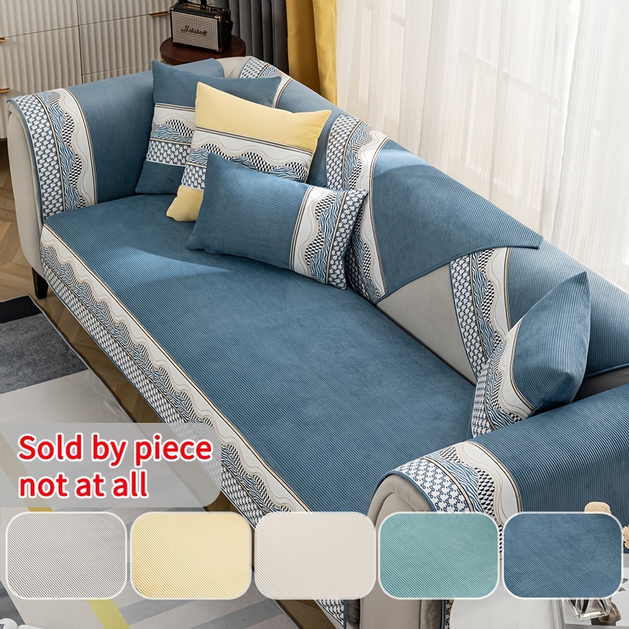 

1pc Elegant Chenille Sofa Cover With Wave Design - Non-slip, Sofa Sizes, Machine Washable, In Multiple Colors