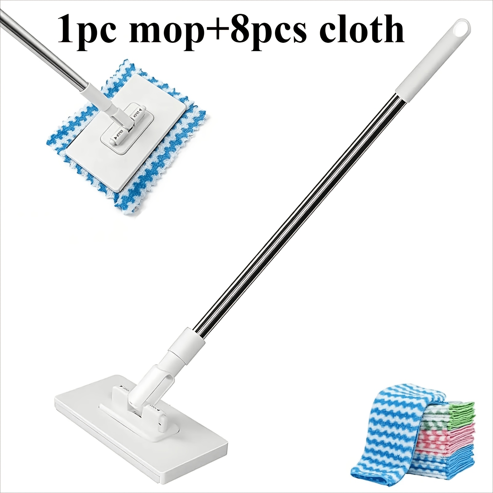 TEMU 9pcs/Set Balai Plat Double Sec/Humain pour Ménage, Balai à Pince Réutilisable, Choix Idéal pour Cuisines, de Bains, Fenêtres et Sols, Outil de