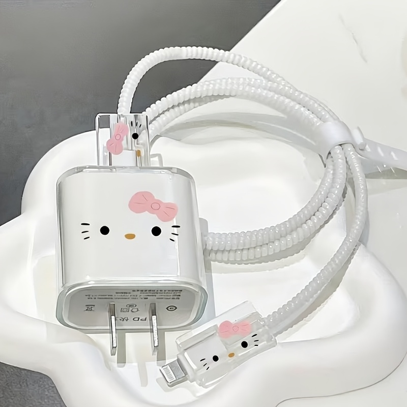 objektbild     rosa laddare och datakabel skyddsfodral, slitstarkt och anti-vikbart skydd, passar för 20w usb-c adapter