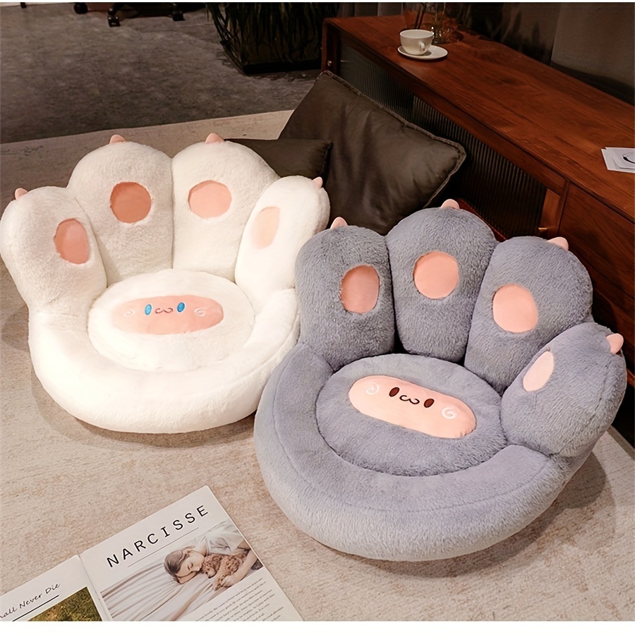 TEMU 1pc Cute Seat Cushion, Cat Paw Shape Floor Cushion With Detachable Sheep Plush For Gamer Chair, Reading Leisure Pillow