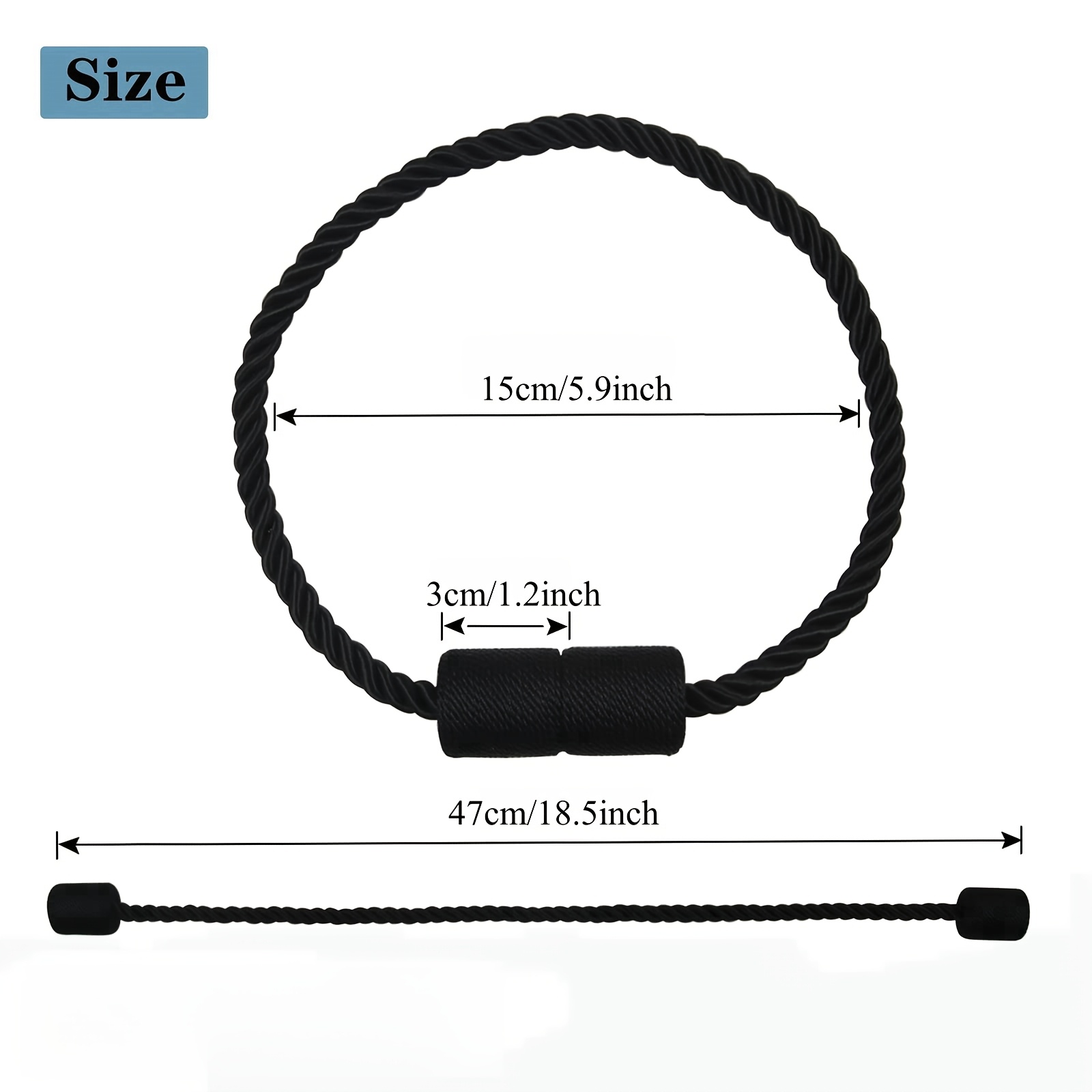 2 Pack Black Strong Magnetic Curtain Tiebacksoutdoor Elegant Decorative Tie Backs Modernrope Tiebacks for Drapes Window Curtainholdbacks for Draperies