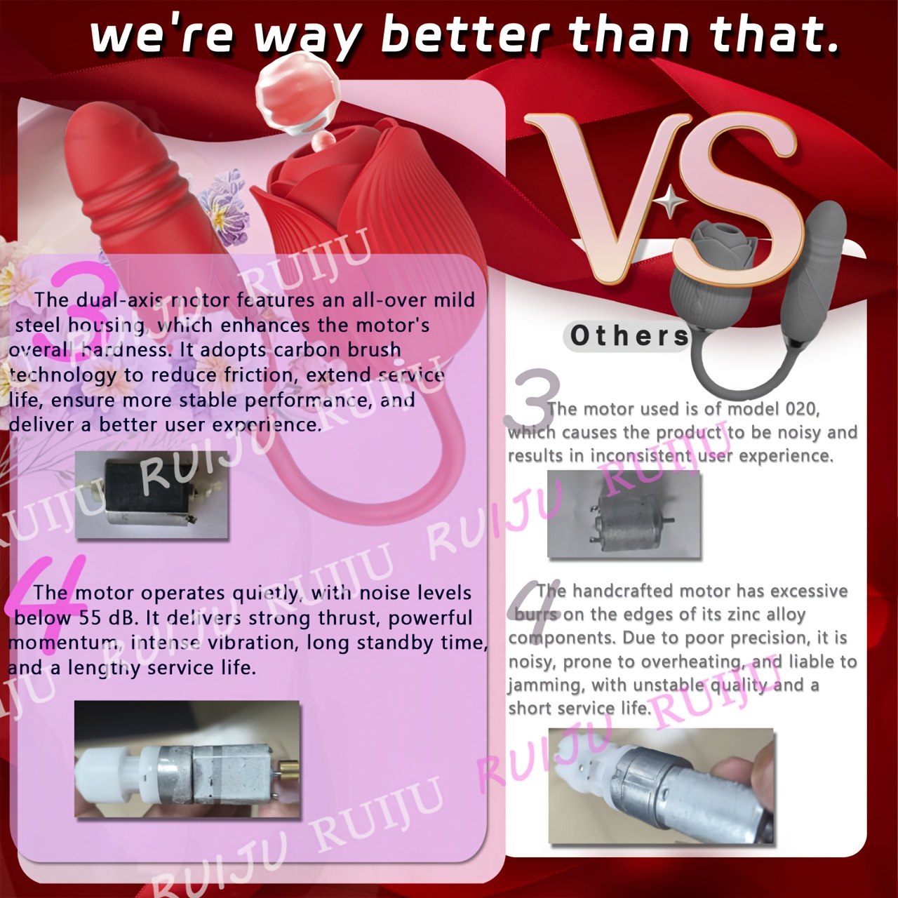 Rose Toy Dildo Vibrator: 3-in-1 Rose Sexual Stimulator, Suitable for Women, with 10 Suction and Thrusting Dildo G-Spot Vibrator - Adult Couples Toy, Valentine's Day Gift