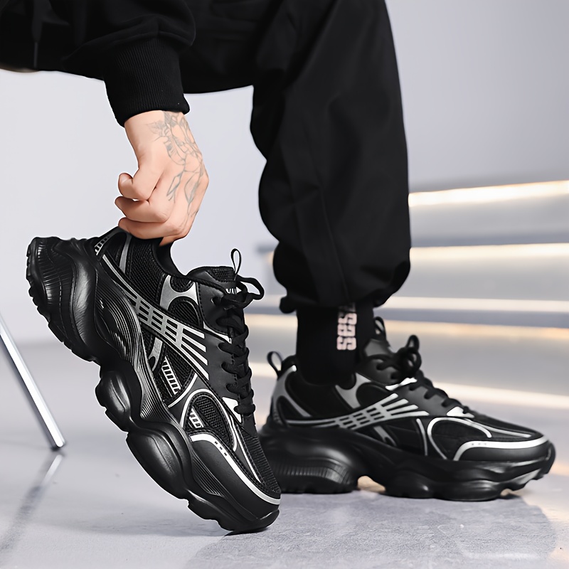 Chunky Sneakers Black Sneakers Trendy OEM Minimal Style Women Chunky Sneakers Black Thick Bottom Athletic Shoes  Sports Shoes Women Sneakers And OEM Sneakers Price