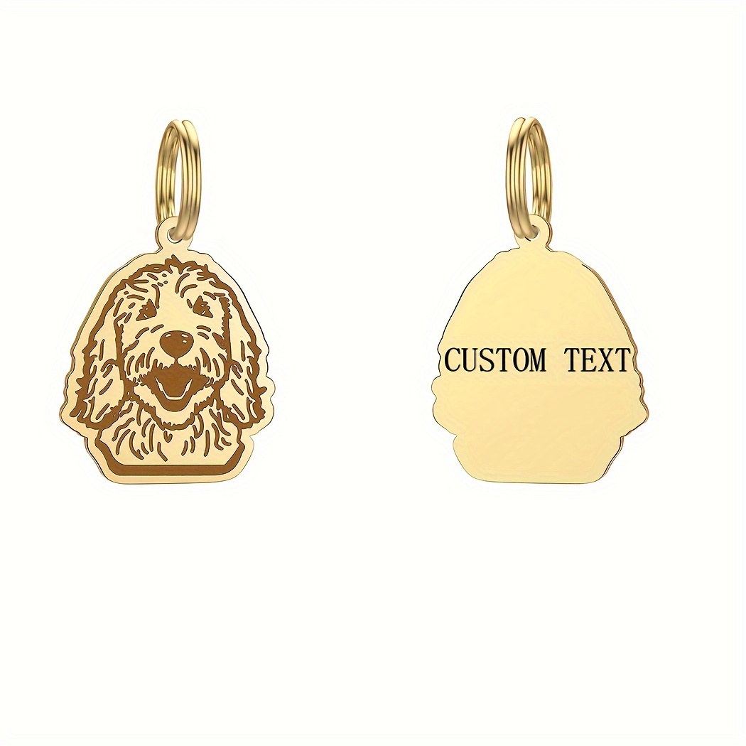 

1pc Custom Engraved Goldendoodle Dog Id Tag - Stainless Steel Keyring With Personalized Name & Detail - Cute , Anti-lost Keychain For Dog Owners, Dog Keychain