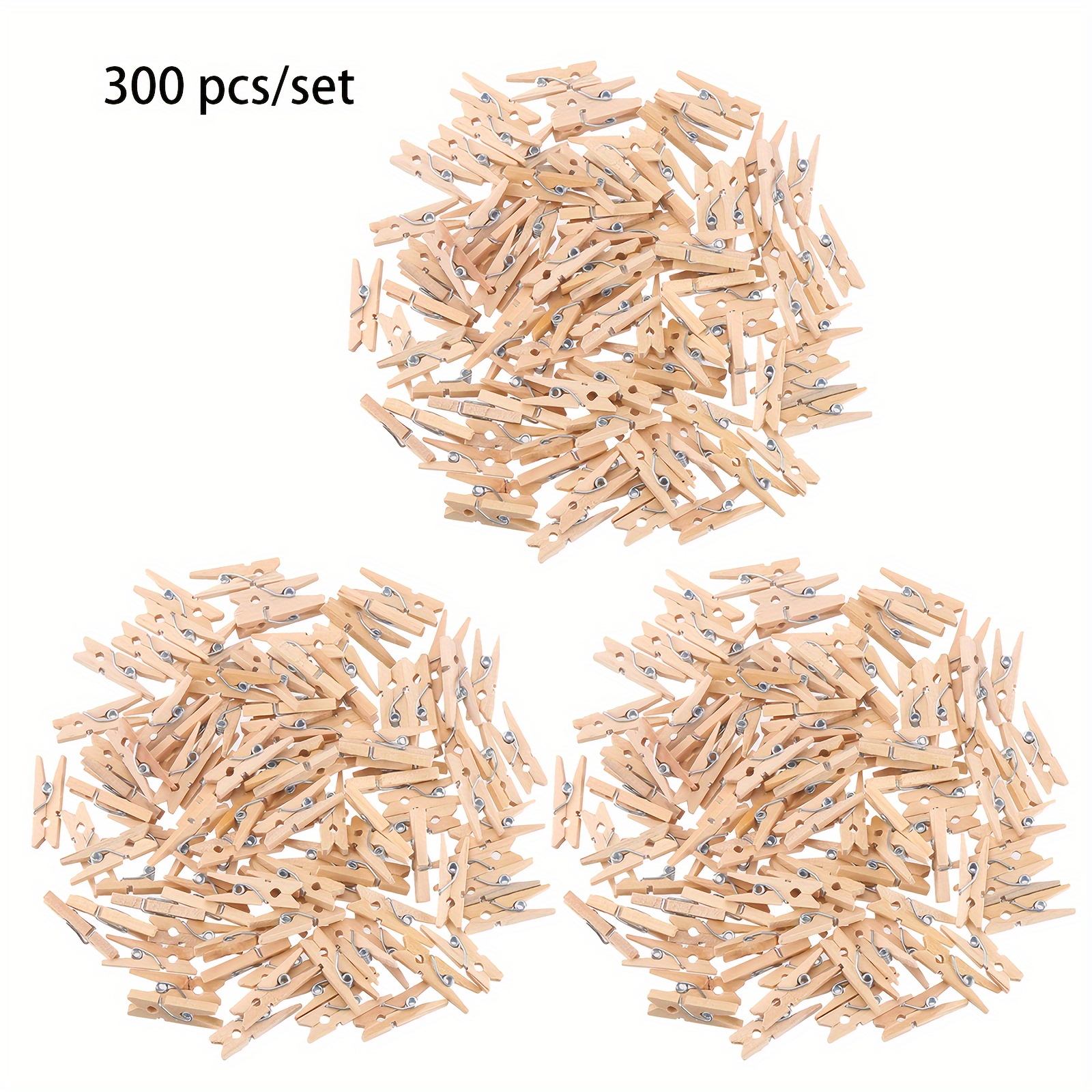 TEMU Wooden Photo Album Clips, Diy Mini Clothespins For Pictures, Household Washing Machine Clips, Wall-mounted Clips, 200pcs, 300pcs, Clothes Pins