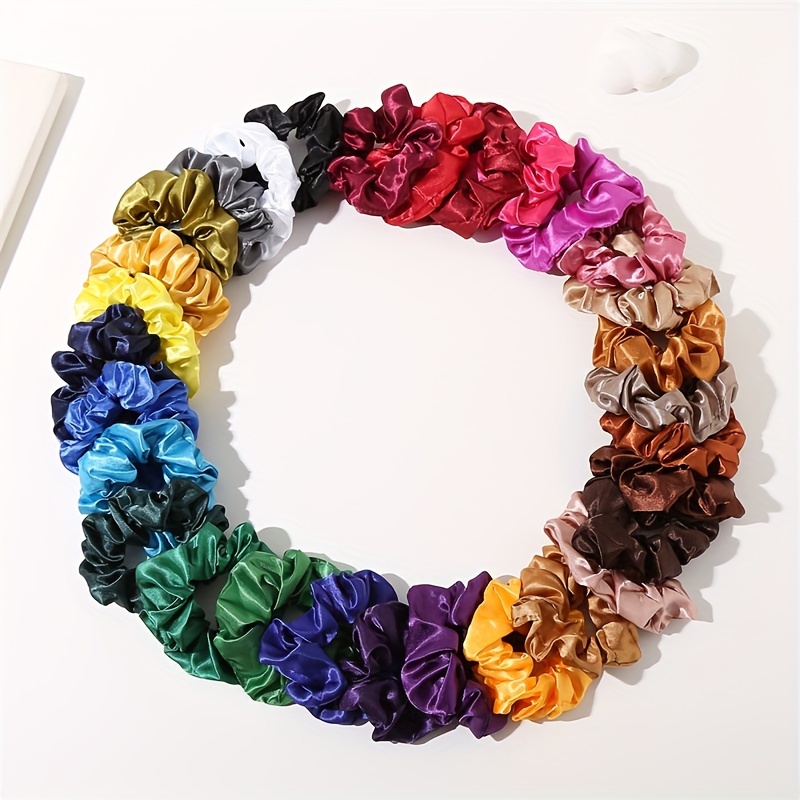 

30-pack Scrunchies Set, Elegant & , Assorted Colors, Solid Print, Hair Accessories For Women, Perfect Gift For Thanksgiving & Christmas