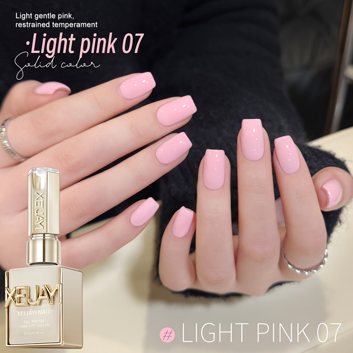 Image of 1pc 15ml Gentle Blush Pink Nail Gel - Salon- Polish For Women's Nail Art At Home & Salon