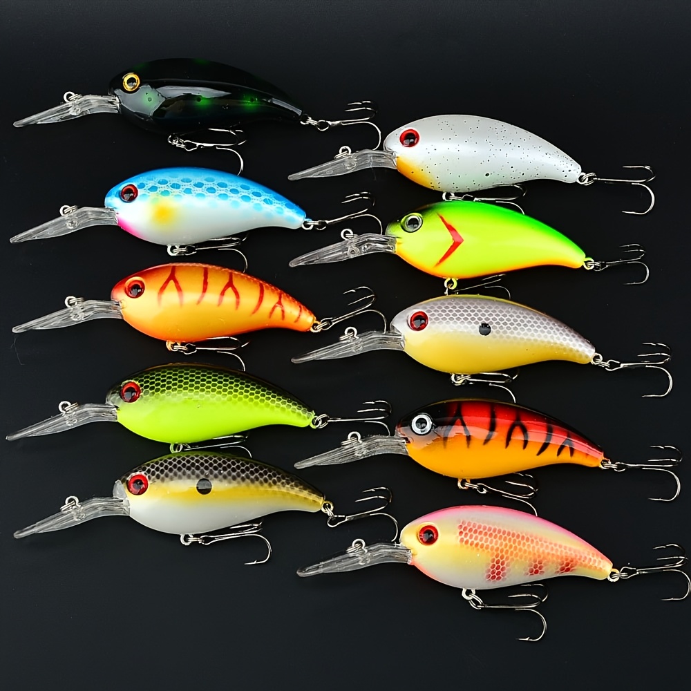 TEMU 10 pièces Leurre Crankbait Premium - 3,94 pouces/0,55 oz, ABS Résistant pour Pêche en Trolling et Eau Salée
