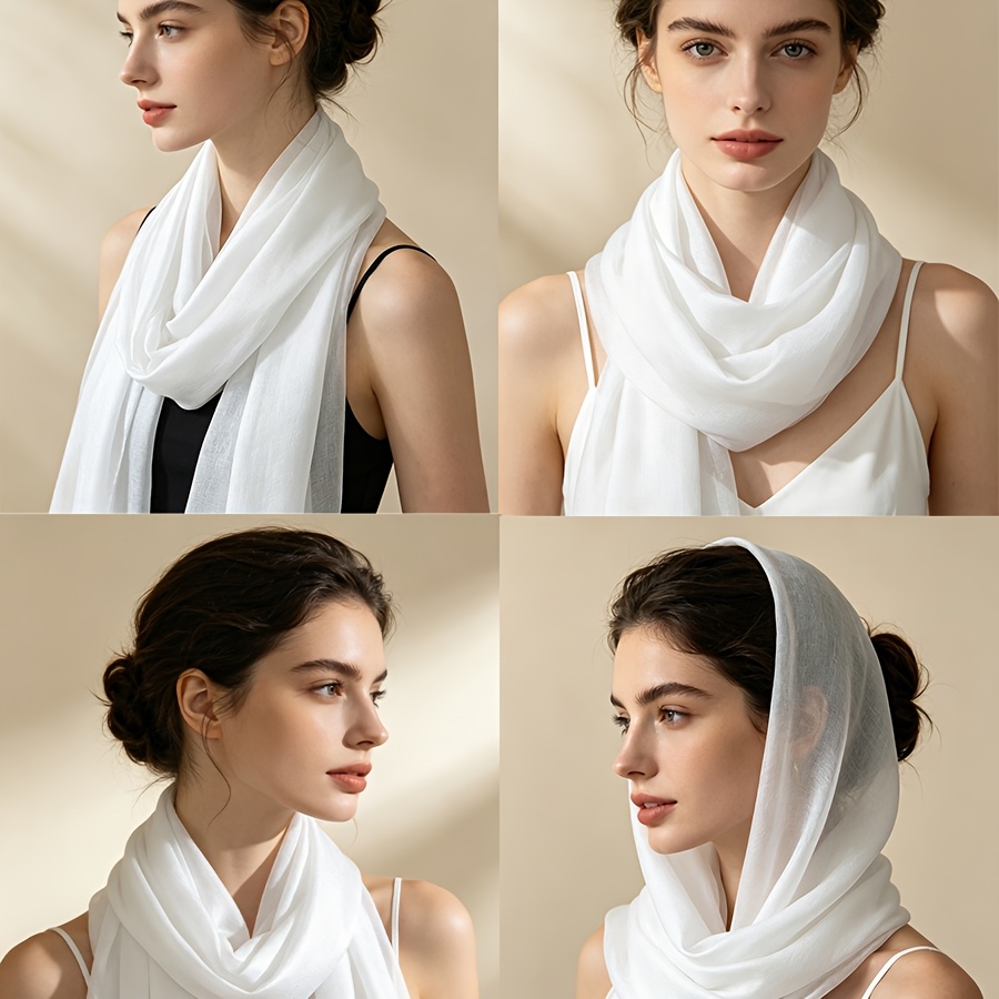 Women's Lightweight Sheer Chiffon Scarf, Elegant Solid Color Wrap