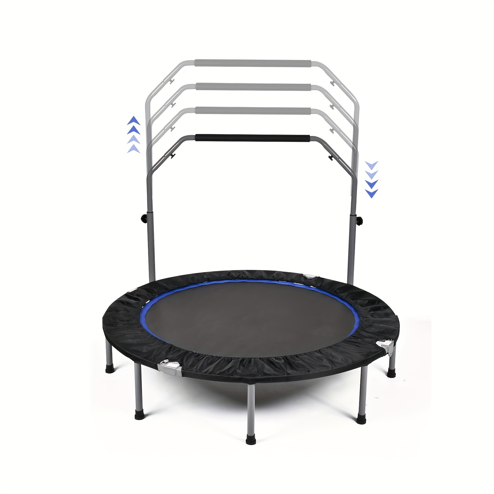 

1pc 40"/48" 4-level Mini Fitness Trampoline, Indoor Exercise Bouncing Bed, With Handrail, For Fitness Training, Workout, Max Load 330lbs/440lbs