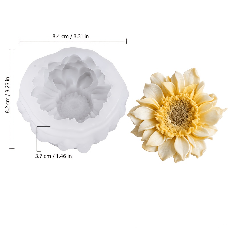 TEMU Cnqnc 3d Sunflower Mold Suitable For Epoxy Resin, Plaster & Wax - Reusable Resistant Silicone Flower Mold With Wave Petal, Demolding For Diy
