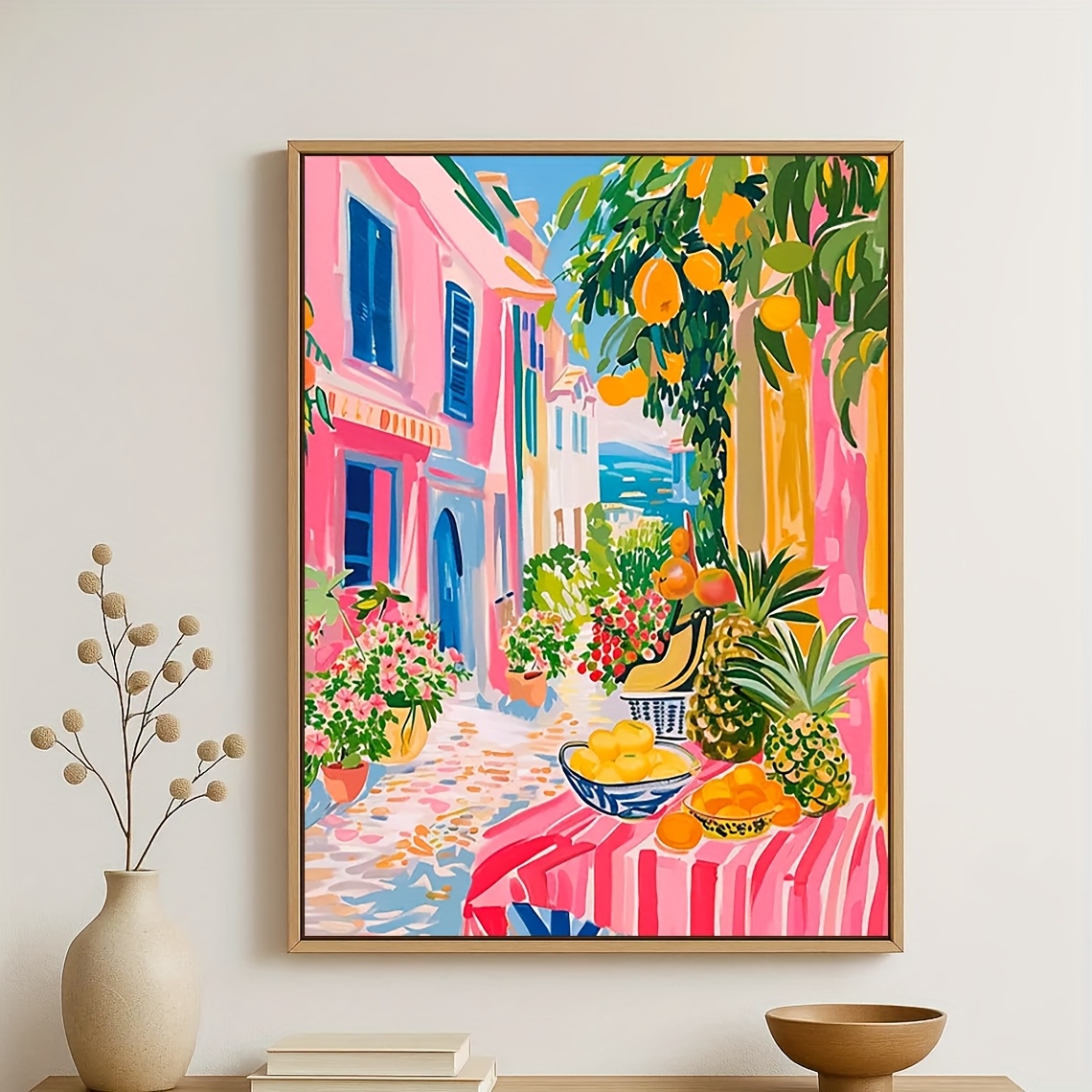 E-shop 2D Flat, 2D Flat, 2D Flat ., 30,5 x 40,6 cm (12X16 Zoll), Ungerahmt - Mittelalterlicher Obstmarkt Wandkunst, Matisse Druck, Maximalistisches
