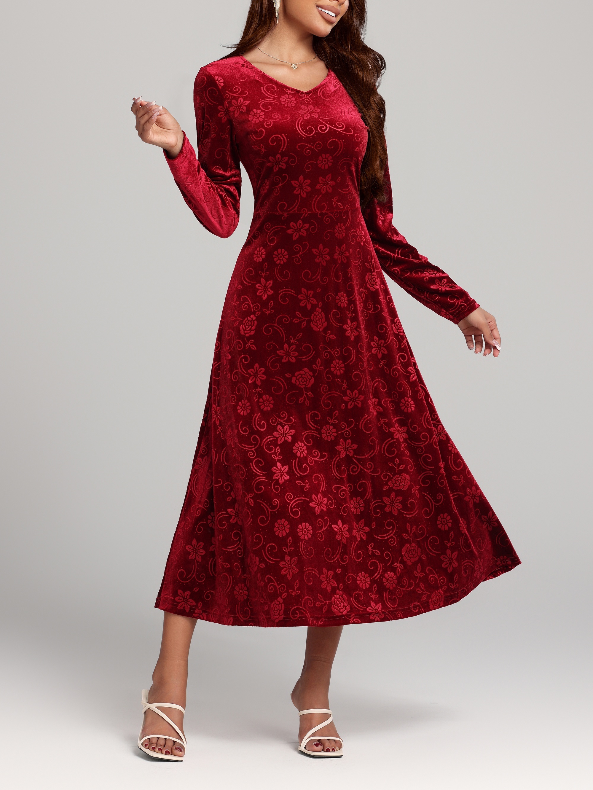 knee length dresses for ladies Rae Velvet Midi Dress