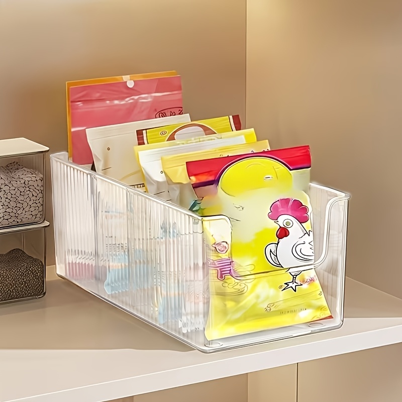 4-grid Large Capacity Transparent Spice Organizer, Removable Dividers, Kitchen Storage Box, Refrigerator Storage Container, Suitable For Countertop Use, Multi-functional, Countertop And Cabinet Space