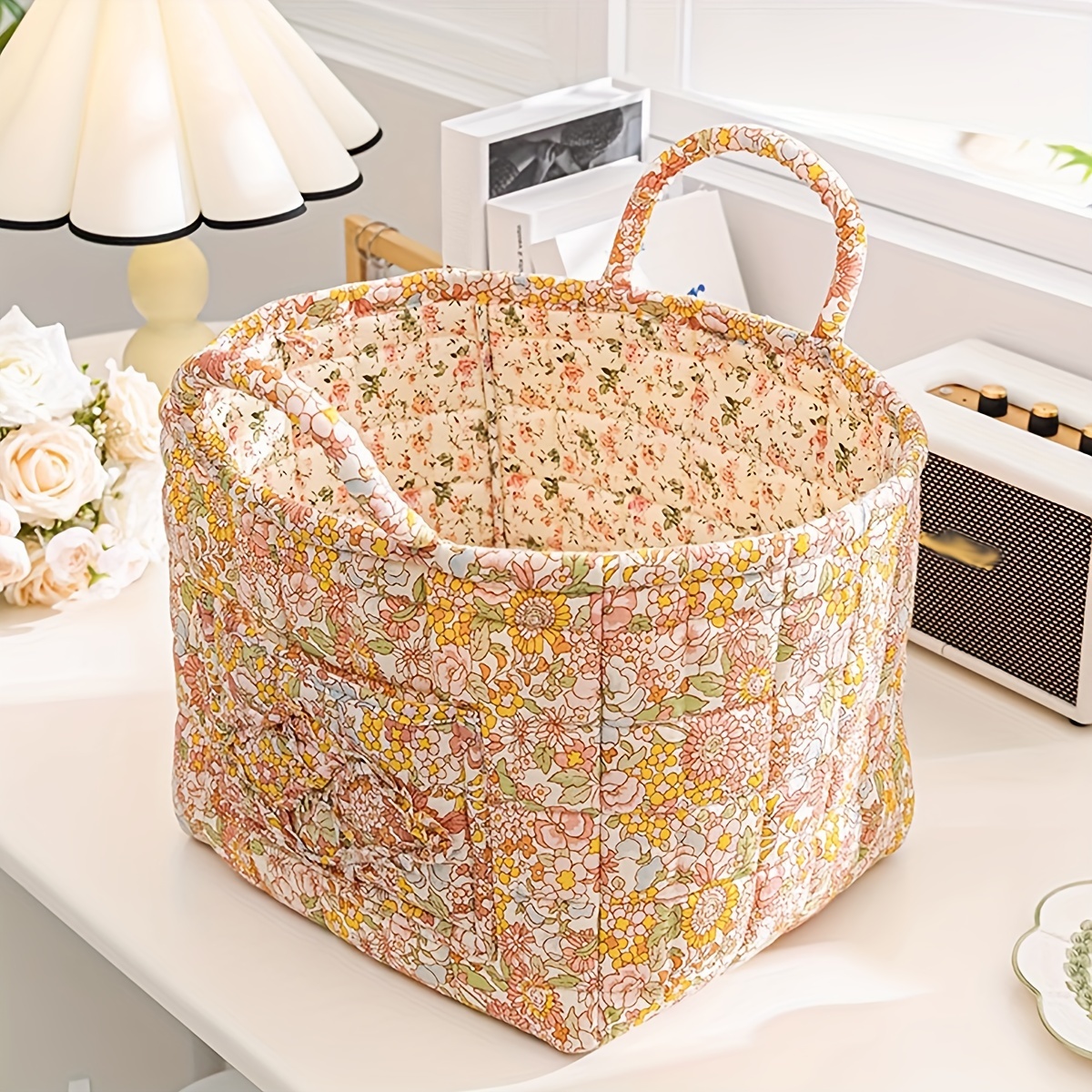 

Country-style Fabric Storage Basket For Baby Diapers, Toys & Miscellaneous Items - Durable Polyamide Material - Multipurpose Organizer For Children Ages 0-8 Years, 1pc