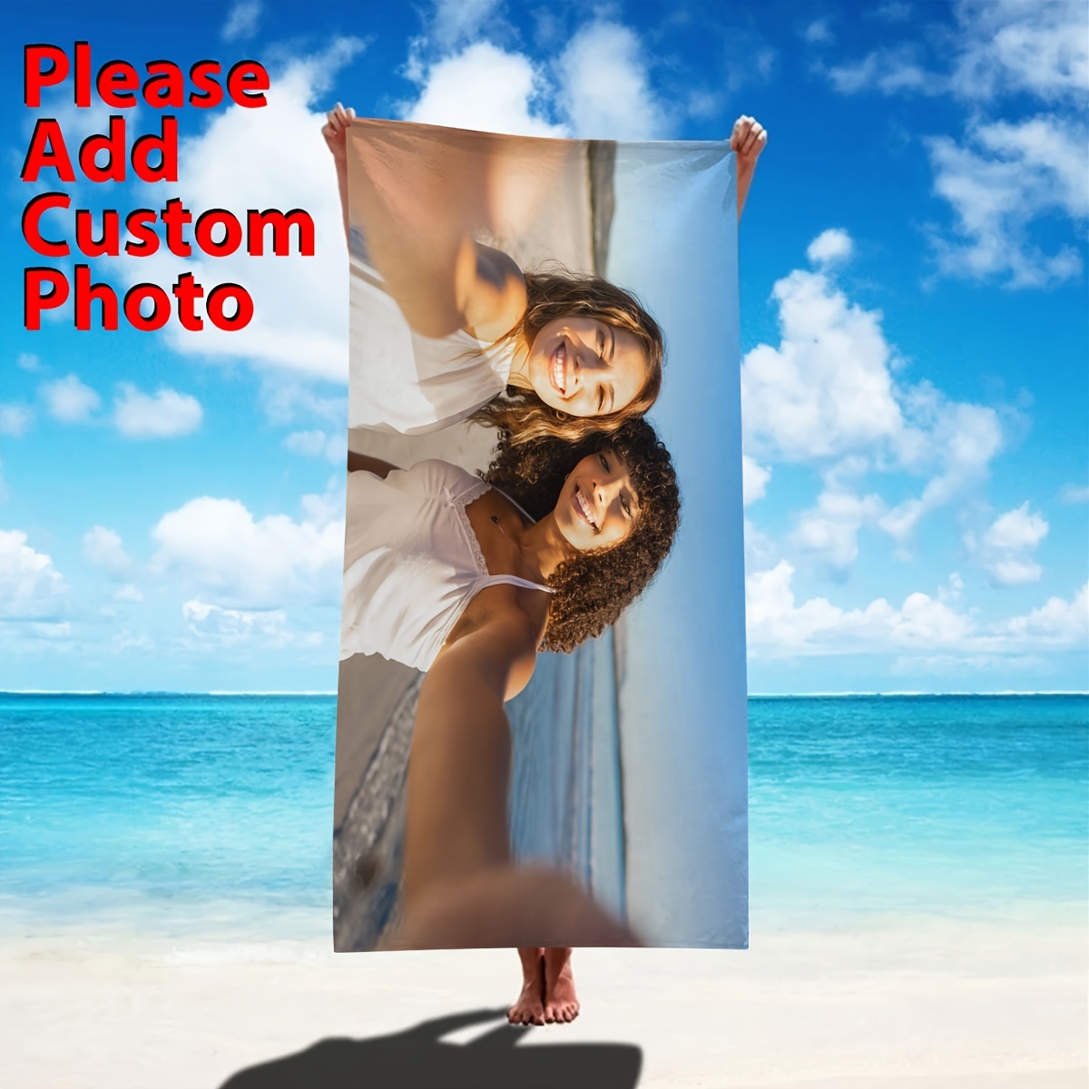 

Custom Photo Beach Towel - Perfect Gift For Sisters & Best Friends - Quick Dry, Ultra-soft Microfiber, Ideal For Surfing, Swimming, Camping & Travel