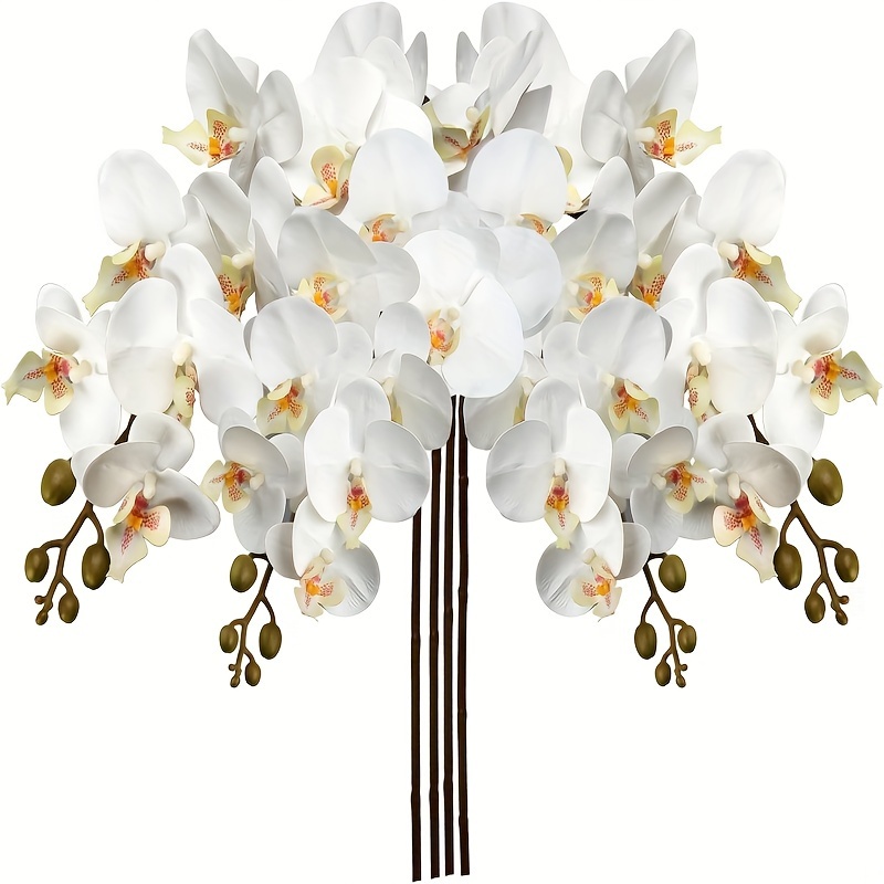 

4 Pcs Artificial Orchid, Suitable For Home Office Wedding Table Center Decoration (white)