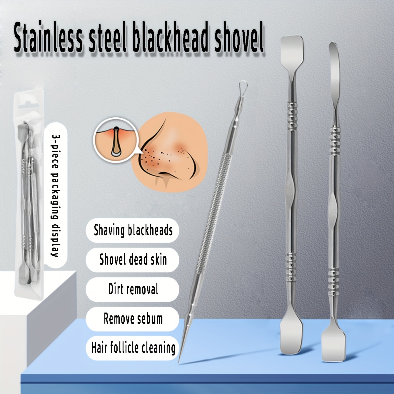 

3- Steel And Set - Facial , Shovel For & Removal - Unscented, Manual , No Battery Needed
