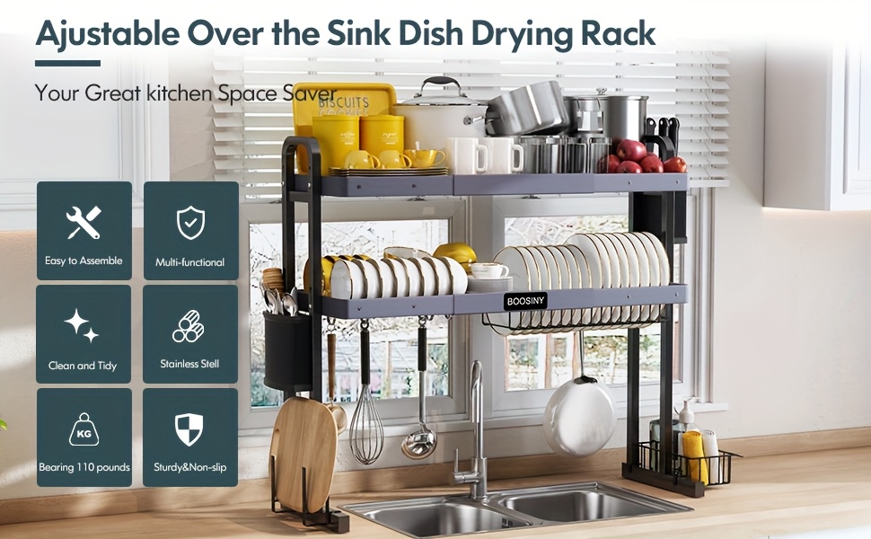 1pc sink dish drying rack stainless steel tier large dish Temu