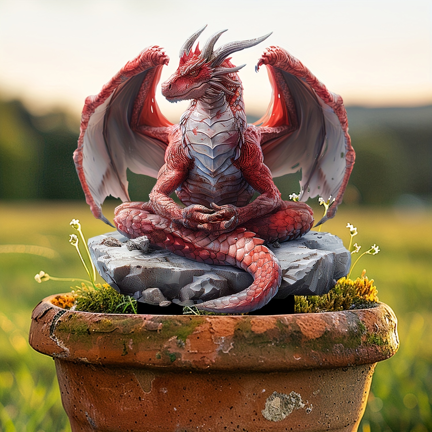 

Boho Style Acrylic Red Dragon Meditation Yard Art - Religious Theme Multipurpose Outdoor Decor Stake, Garden Pot & Sun Catcher Sign (pack Of 1)