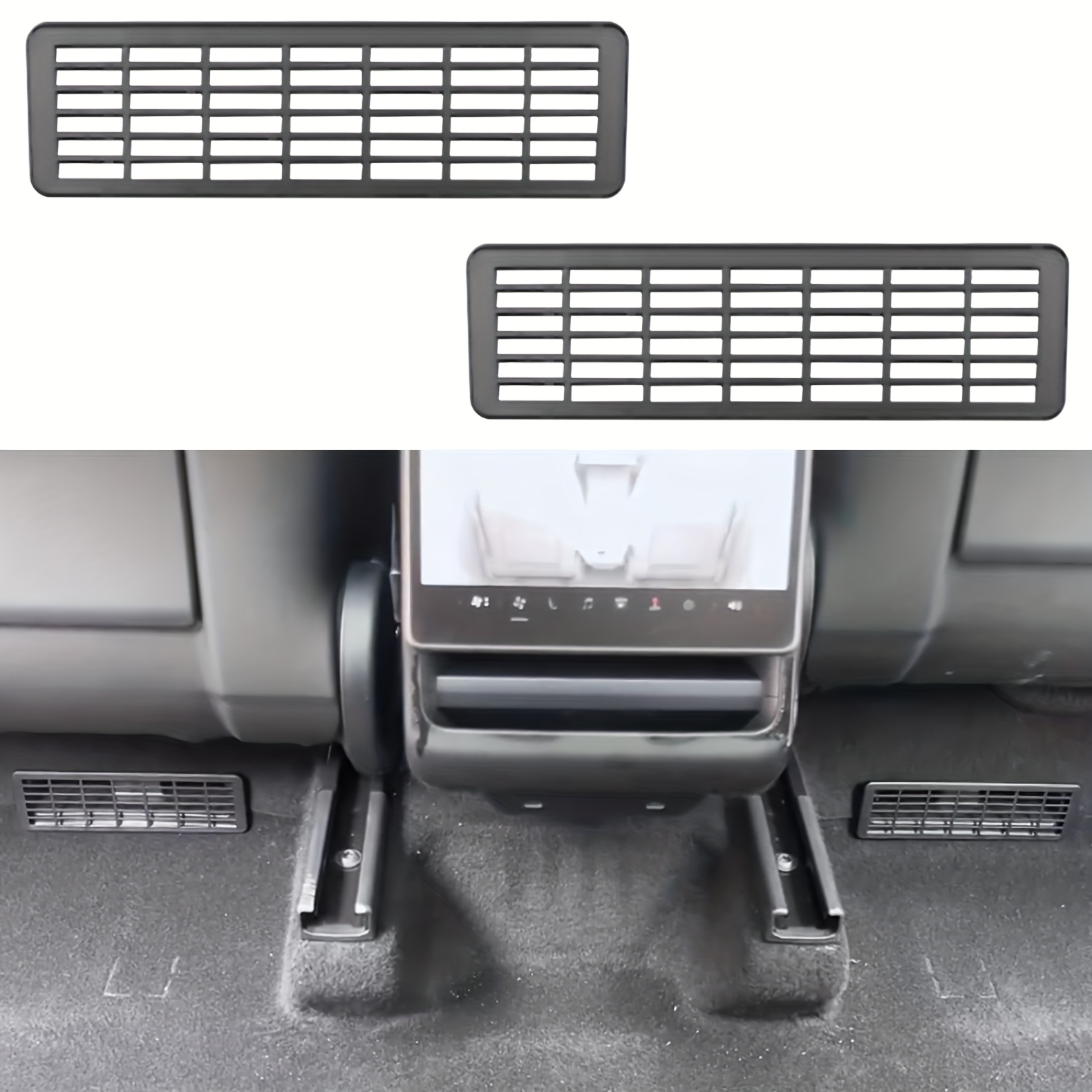 Image of 2-pack Backseat Air Vent Cover Compatible With New For For 2025, Air Flow Vent Cover Cap, Rear Under Seat Air Conditioner Outlet Vent Grille